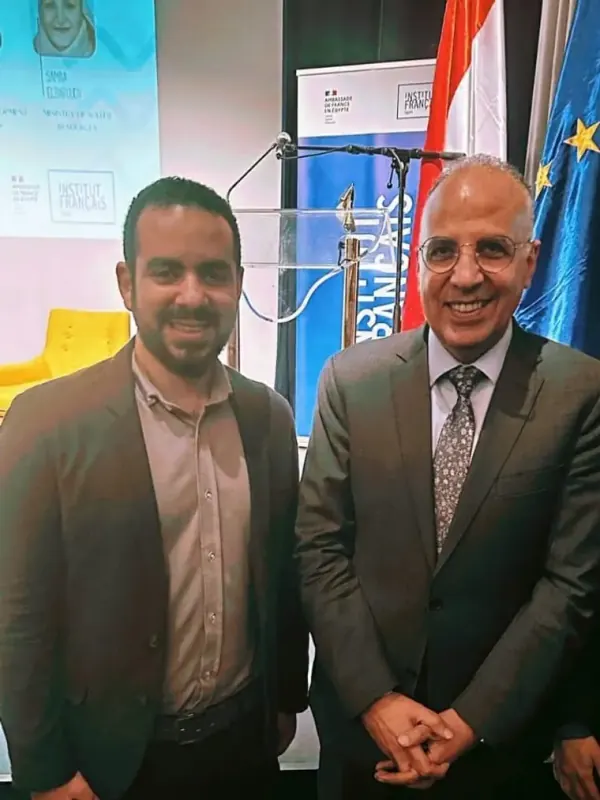مع الأستاذ الدكتور هاني سويلم، وزير الموارد المائية والري، في المعهد الفرنسي، القاهرة